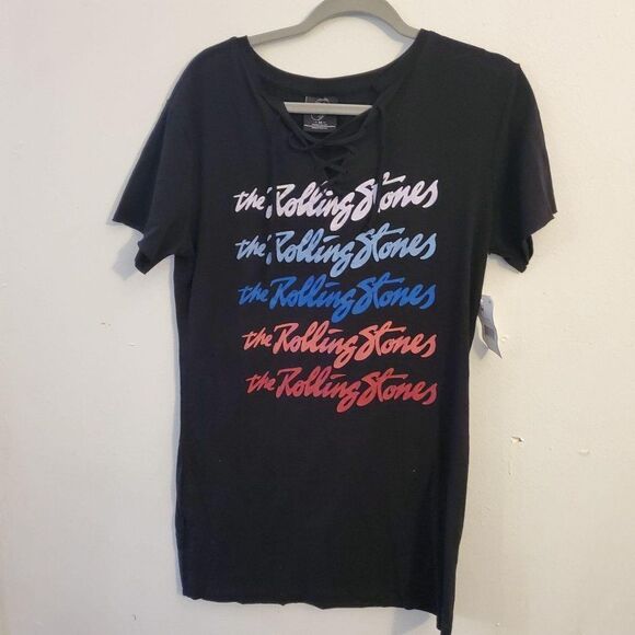 Musidon Rolling Stones Dress Short Sleeve Black - Picture 1 of 6